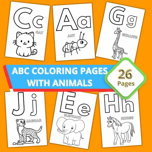 Coloring pages of the alphabet with animals.